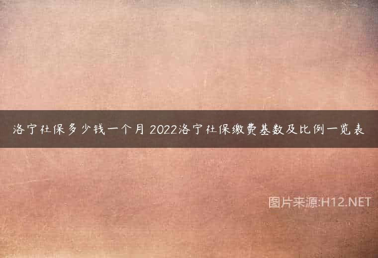 洛宁社保多少钱一个月 2022洛宁社保缴费基数及比例一览表