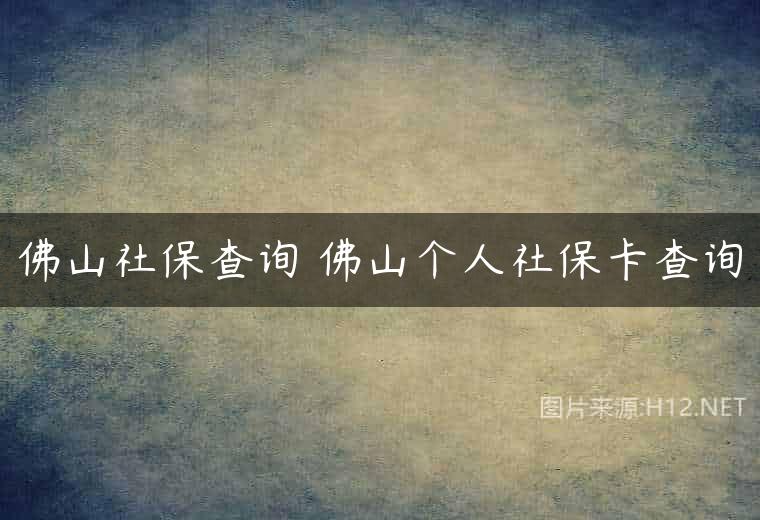 佛山社保查询 佛山个人社保卡查询