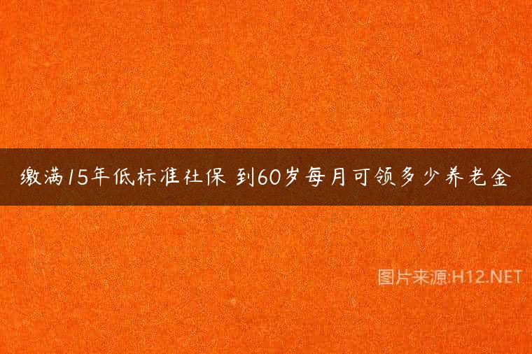 缴满15年低标准社保 到60岁每月可领多少养老金