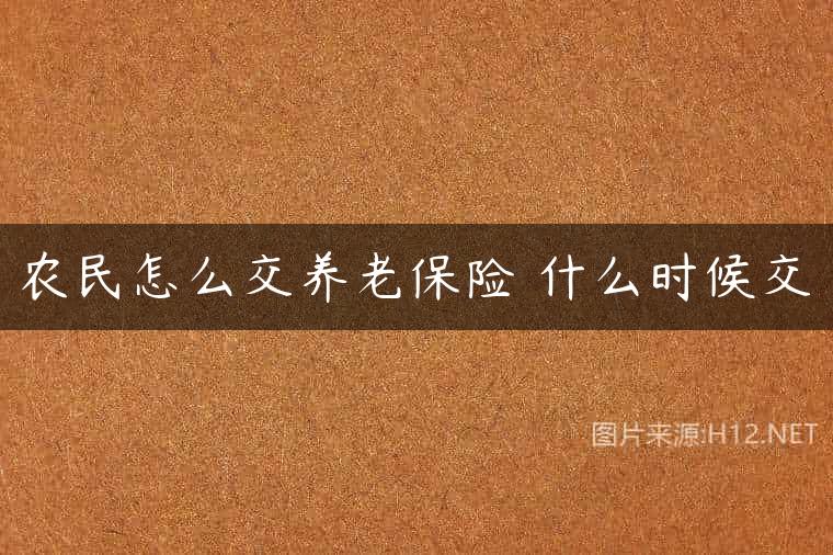 农民怎么交养老保险 什么时候交