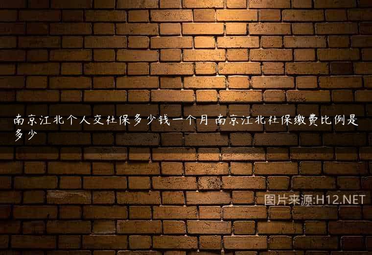 南京江北个人交社保多少钱一个月 南京江北社保缴费比例是多少