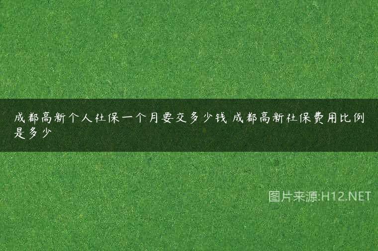 成都高新个人社保一个月要交多少钱 成都高新社保费用比例是多少