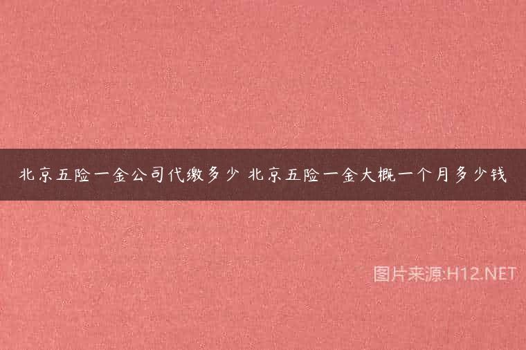 北京五险一金公司代缴多少 北京五险一金大概一个月多少钱