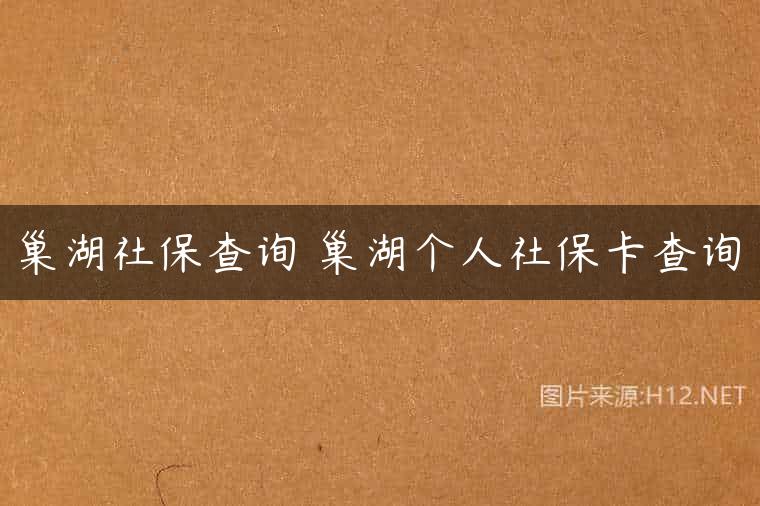 巢湖社保查询 巢湖个人社保卡查询