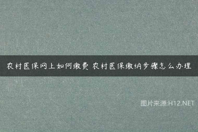 农村医保网上如何缴费 农村医保缴纳步骤怎么办理