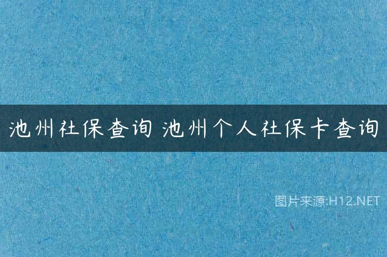 池州社保查询 池州个人社保卡查询