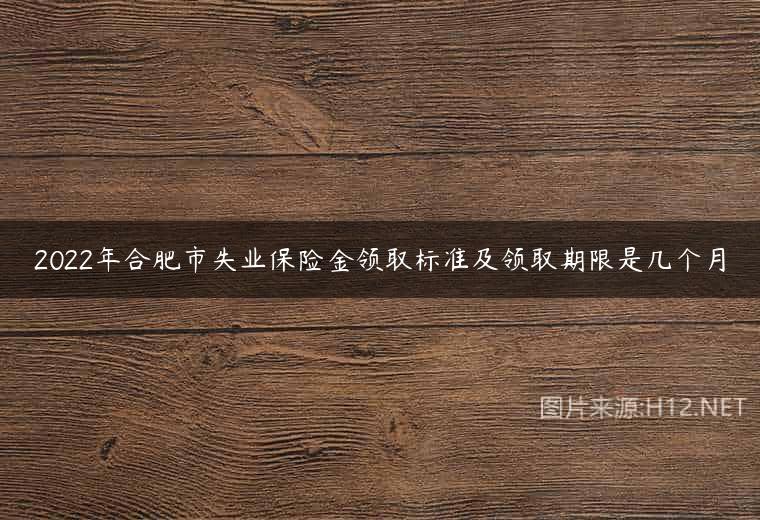 2022年合肥市失业保险金领取标准及领取期限是几个月