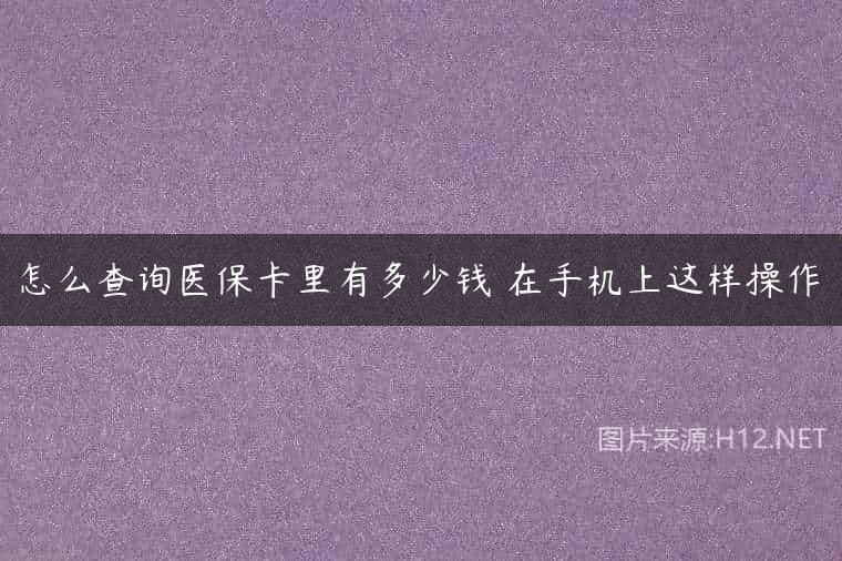 怎么查询医保卡里有多少钱 在手机上这样操作