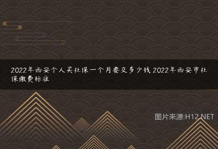 2022年西安个人买社保一个月要交多少钱 2022年西安市社保缴费标准