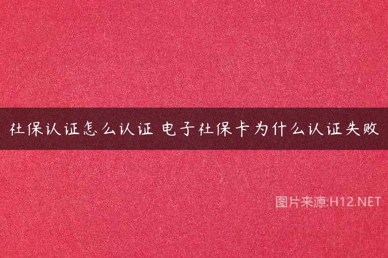 社保认证怎么认证 电子社保卡为什么认证失败