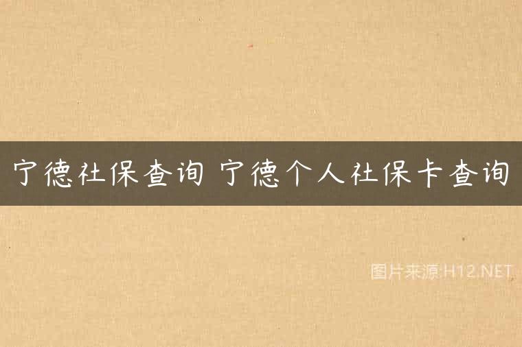 宁德社保查询 宁德个人社保卡查询