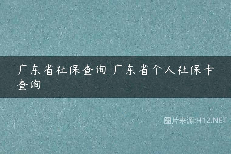 广东省社保查询 广东省个人社保卡查询
