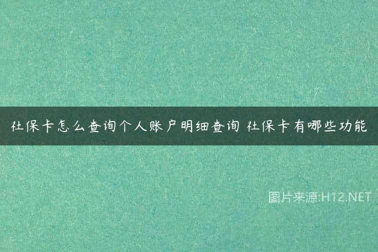 社保卡怎么查询个人账户明细查询 社保卡有哪些功能