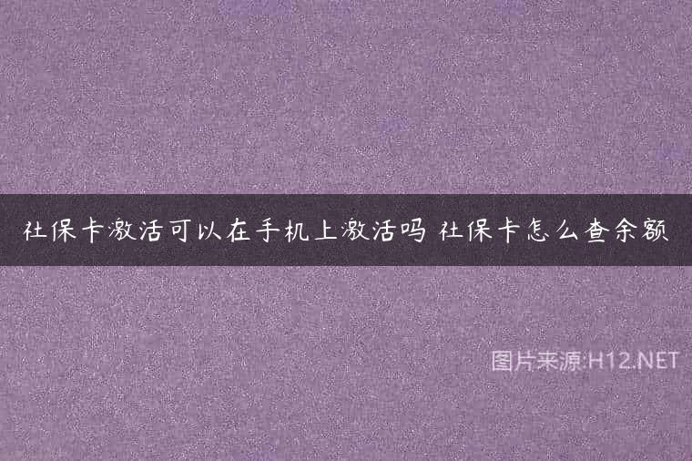 社保卡激活可以在手机上激活吗 社保卡怎么查余额