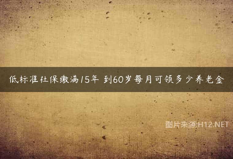 低标准社保缴满15年 到60岁每月可领多少养老金
