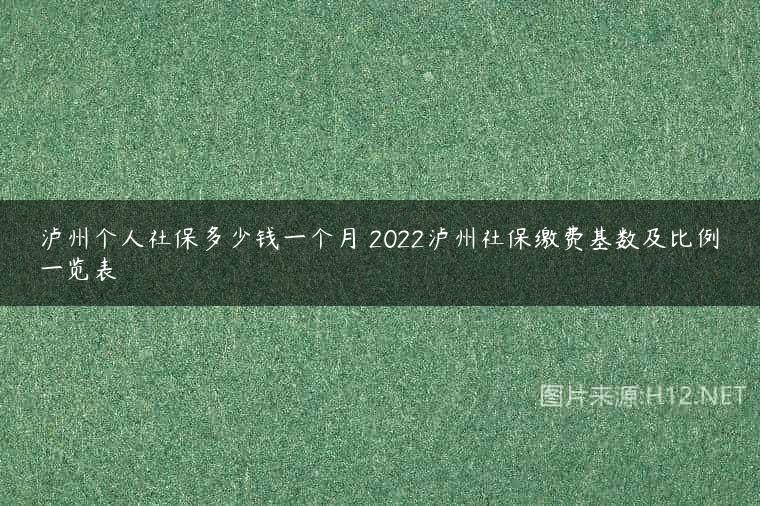 泸州个人社保多少钱一个月 2022泸州社保缴费基数及比例一览表