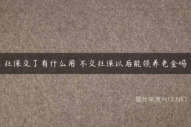 社保交了有什么用 不交社保以后能领养老金吗