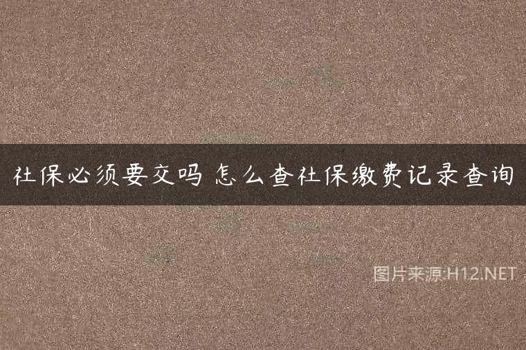 社保必须要交吗 怎么查社保缴费记录查询