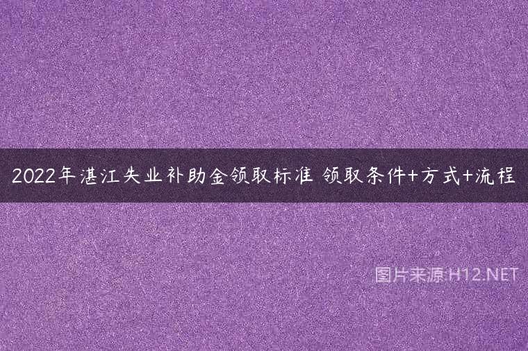 2022年湛江失业补助金领取标准 领取条件+方式+流程