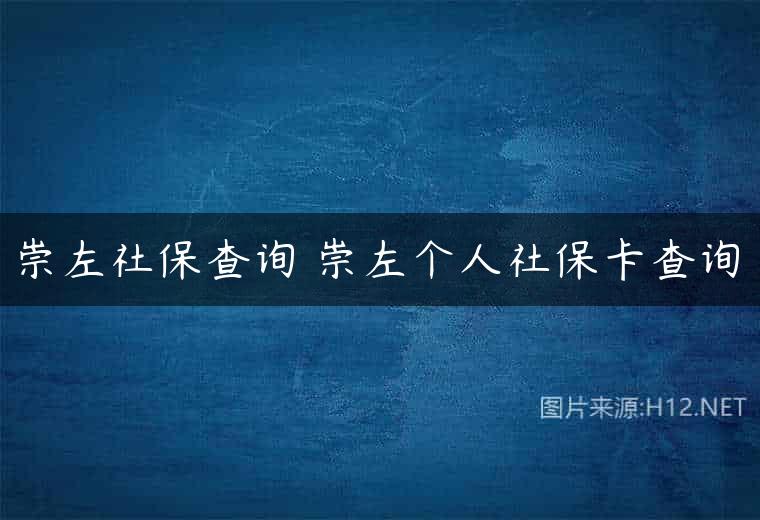 崇左社保查询 崇左个人社保卡查询
