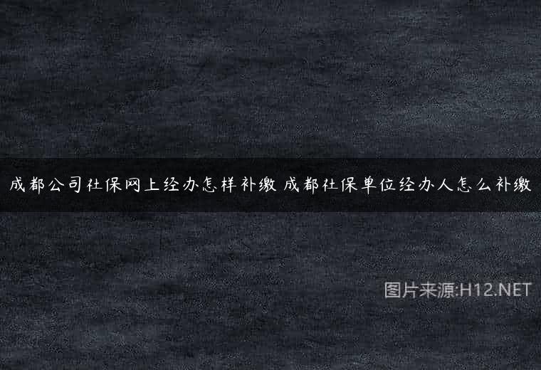 成都公司社保网上经办怎样补缴 成都社保单位经办人怎么补缴