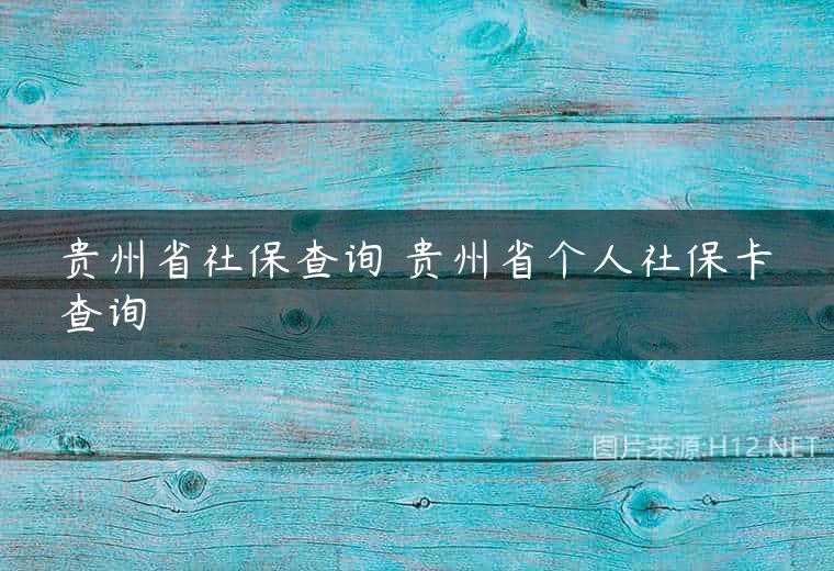 贵州省社保查询 贵州省个人社保卡查询