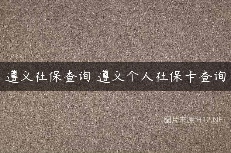 遵义社保查询 遵义个人社保卡查询