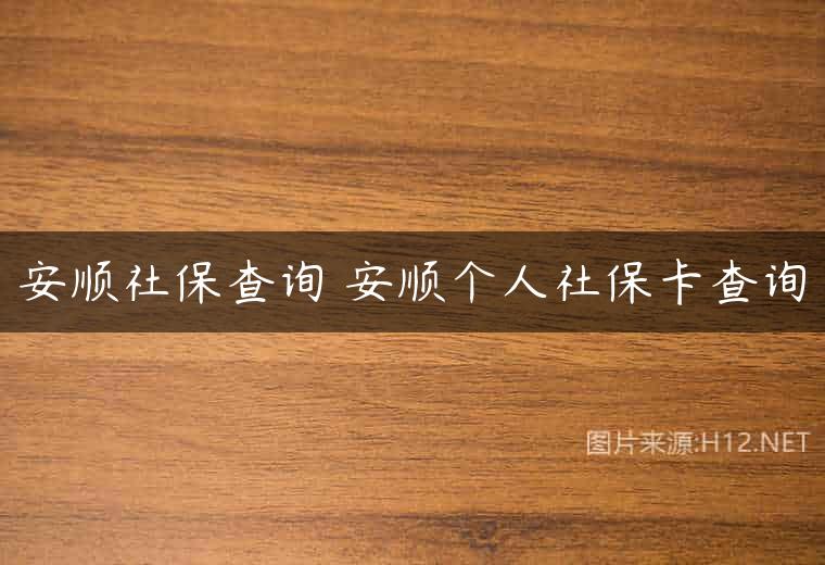 安顺社保查询 安顺个人社保卡查询