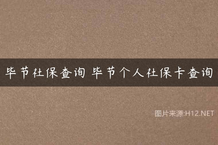 毕节社保查询 毕节个人社保卡查询