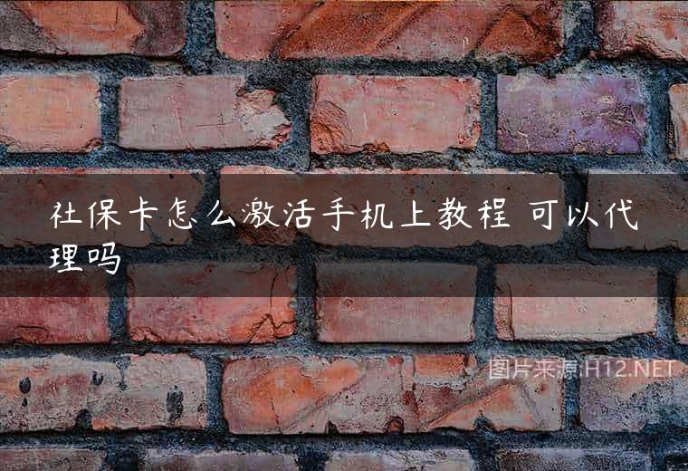 社保卡怎么激活手机上教程 可以代理吗