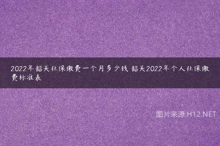 2022年韶关社保缴费一个月多少钱 韶关2022年个人社保缴费标准表