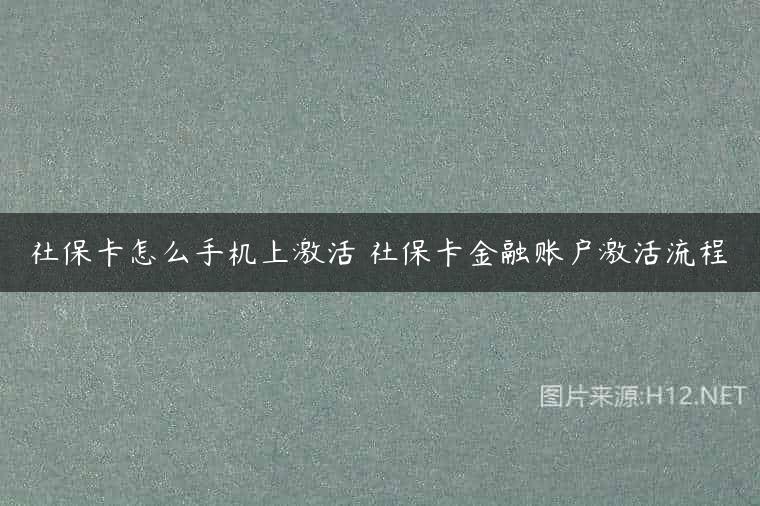 社保卡怎么手机上激活 社保卡金融账户激活流程