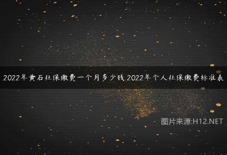 2022年黄石社保缴费一个月多少钱 2022年个人社保缴费标准表