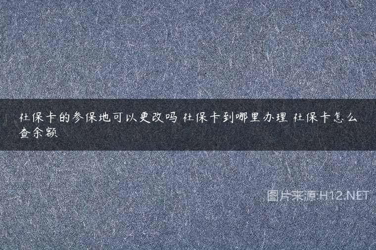 社保卡的参保地可以更改吗 社保卡到哪里办理 社保卡怎么查余额