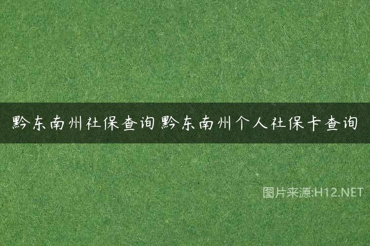 黔东南州社保查询 黔东南州个人社保卡查询