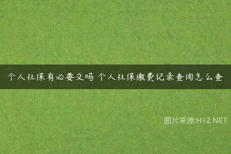 个人社保有必要交吗 个人社保缴费记录查询怎么查