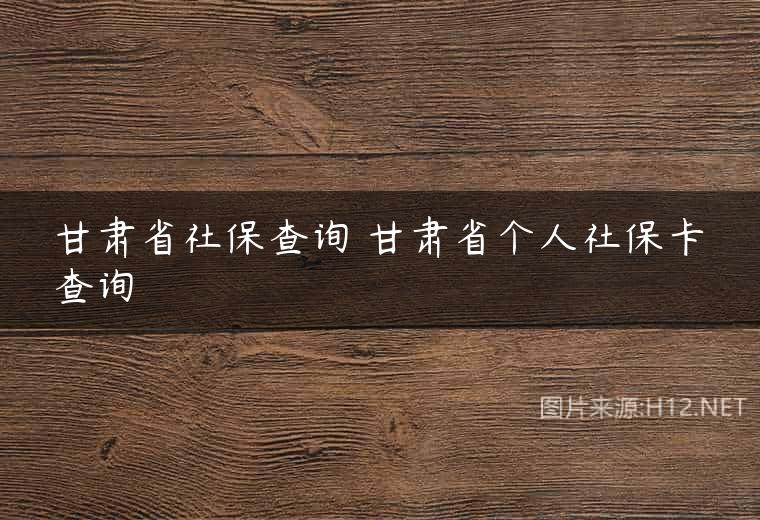 甘肃省社保查询 甘肃省个人社保卡查询