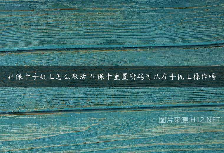 社保卡手机上怎么激活 社保卡重置密码可以在手机上操作吗