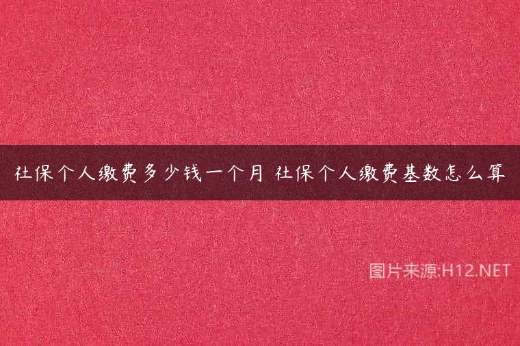 社保个人缴费多少钱一个月 社保个人缴费基数怎么算