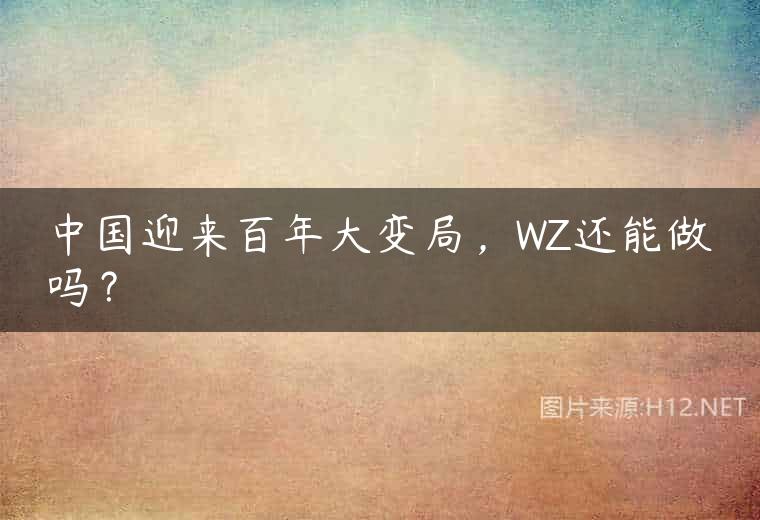 中国迎来百年大变局，WZ还能做吗？