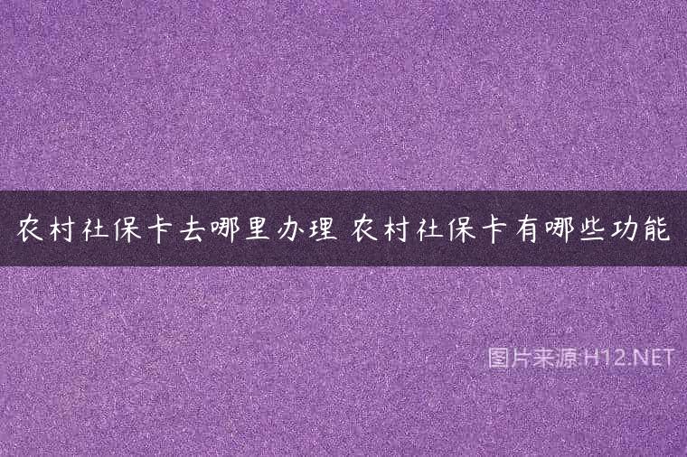 农村社保卡去哪里办理 农村社保卡有哪些功能