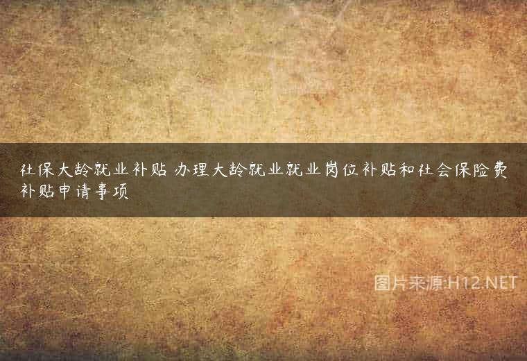 社保大龄就业补贴 办理大龄就业就业岗位补贴和社会保险费补贴申请事项