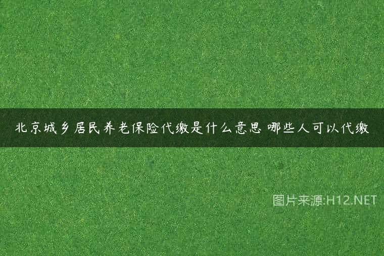 北京城乡居民养老保险代缴是什么意思 哪些人可以代缴