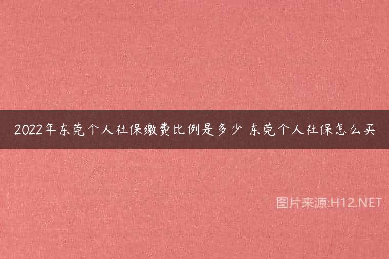 2022年东莞个人社保缴费比例是多少 东莞个人社保怎么买