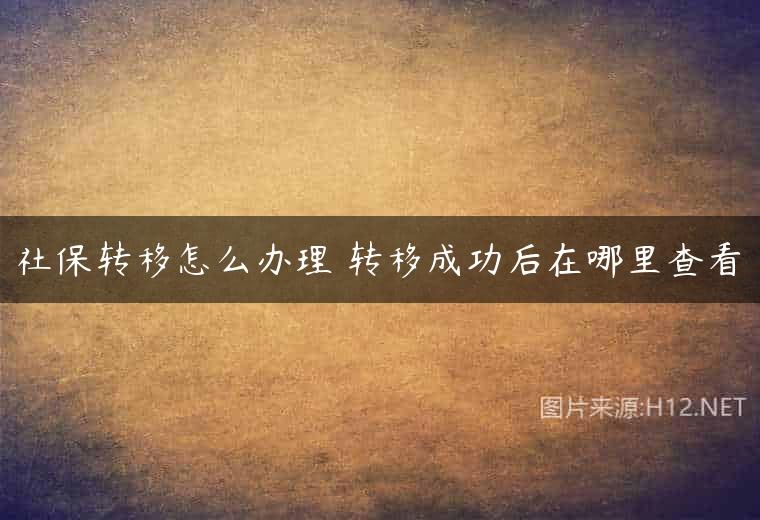 社保转移怎么办理 转移成功后在哪里查看