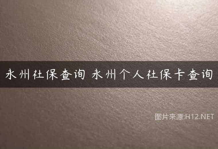 永州社保查询 永州个人社保卡查询