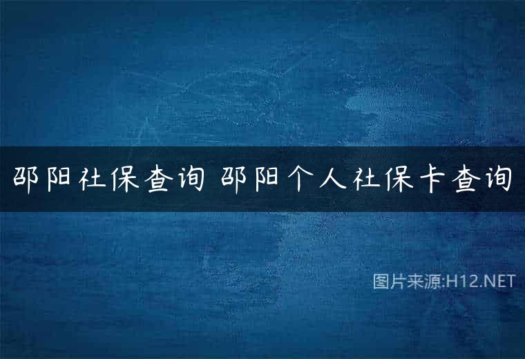 邵阳社保查询 邵阳个人社保卡查询