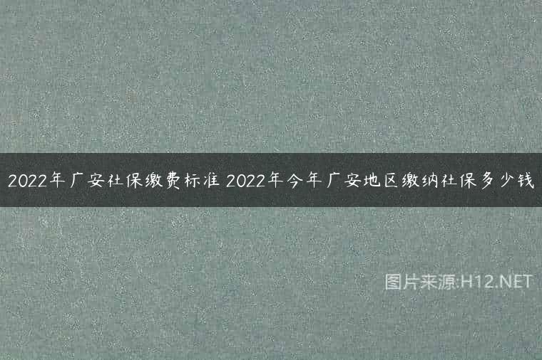 2022年广安社保缴费标准 2022年今年广安地区缴纳社保多少钱