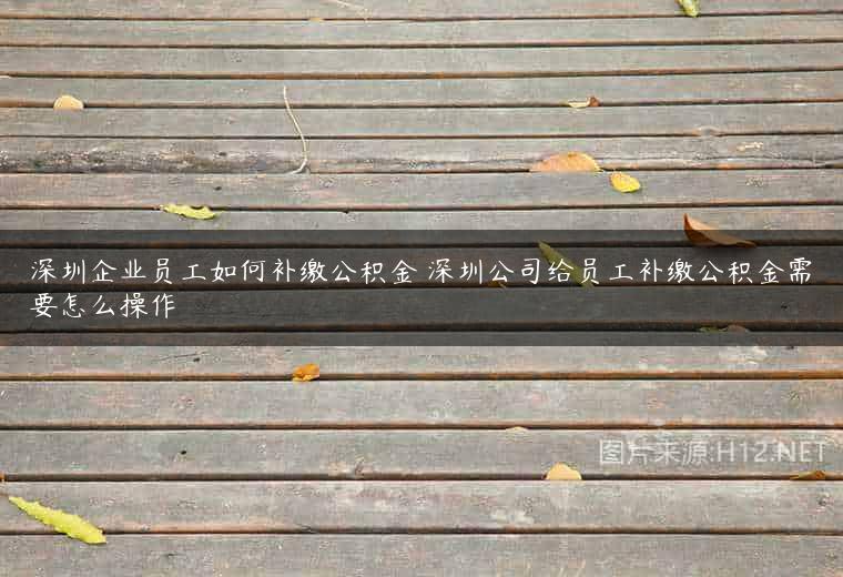 深圳企业员工如何补缴公积金 深圳公司给员工补缴公积金需要怎么操作