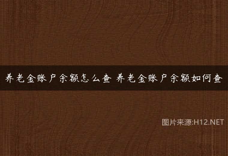 养老金账户余额怎么查 养老金账户余额如何查